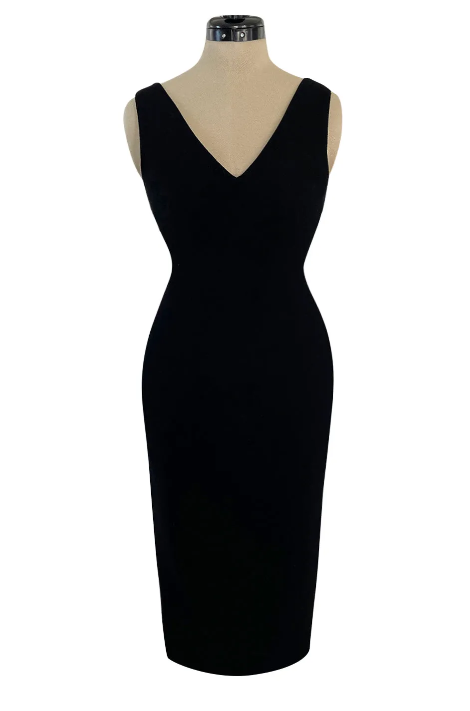1995 Gianni Versace Couture Fitted Little Black Dress w Plunge Back & Front