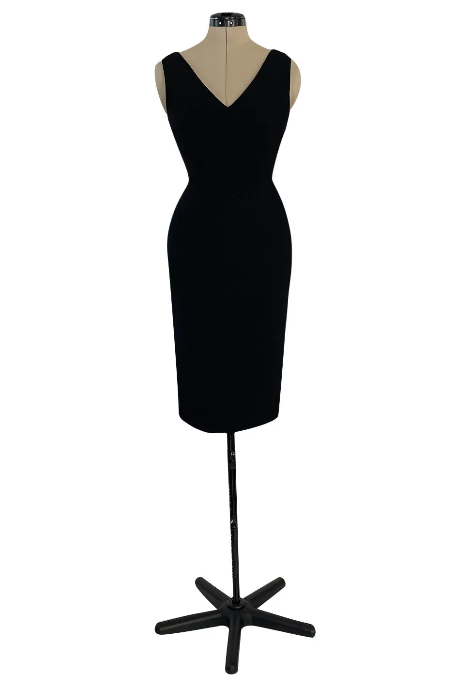 1995 Gianni Versace Couture Fitted Little Black Dress w Plunge Back & Front