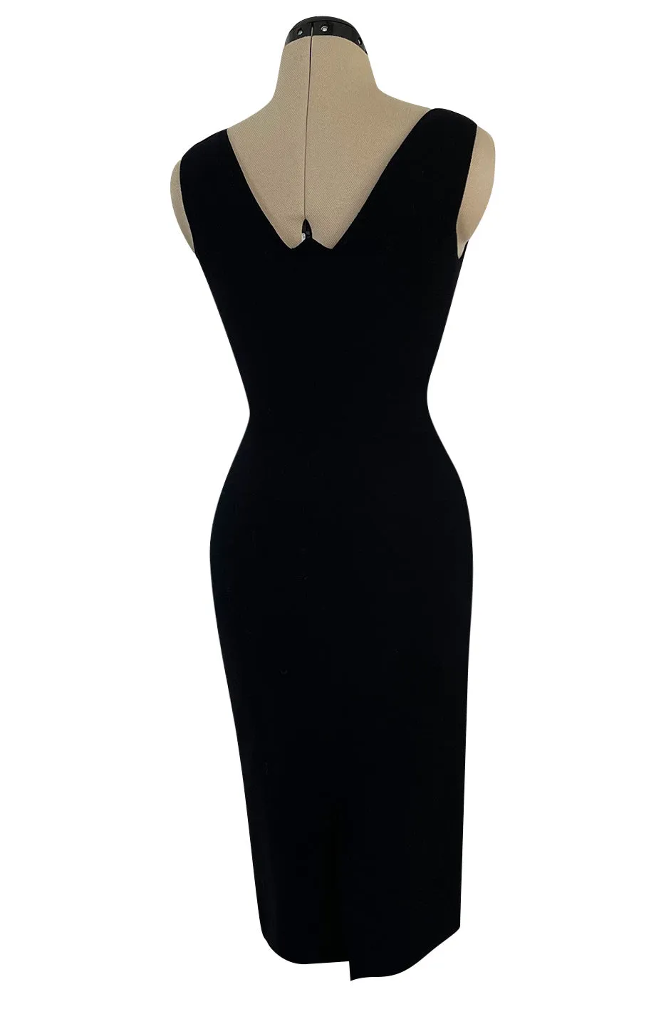 1995 Gianni Versace Couture Fitted Little Black Dress w Plunge Back & Front