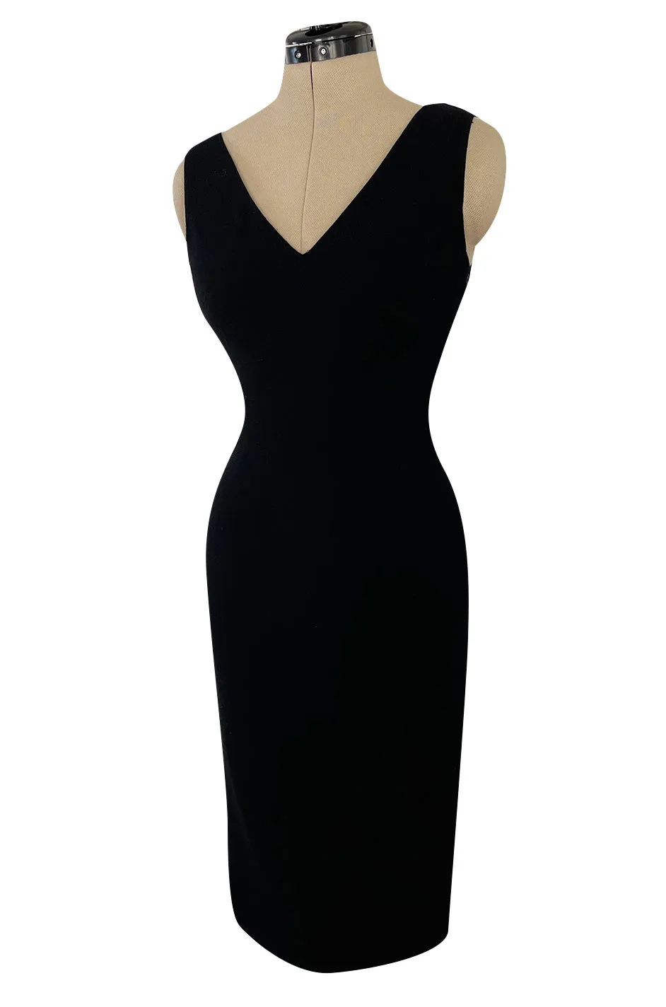 1995 Gianni Versace Couture Fitted Little Black Dress w Plunge Back & Front