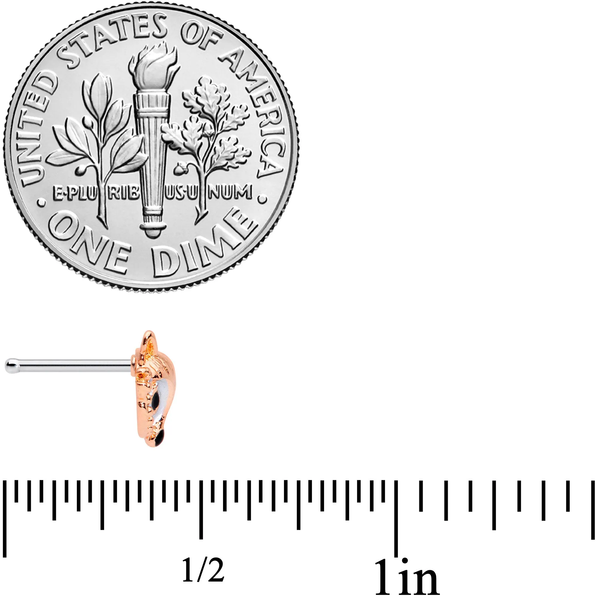 20 Gauge 1/4 Rose Gold Tone Fashion Fox Nose Bone