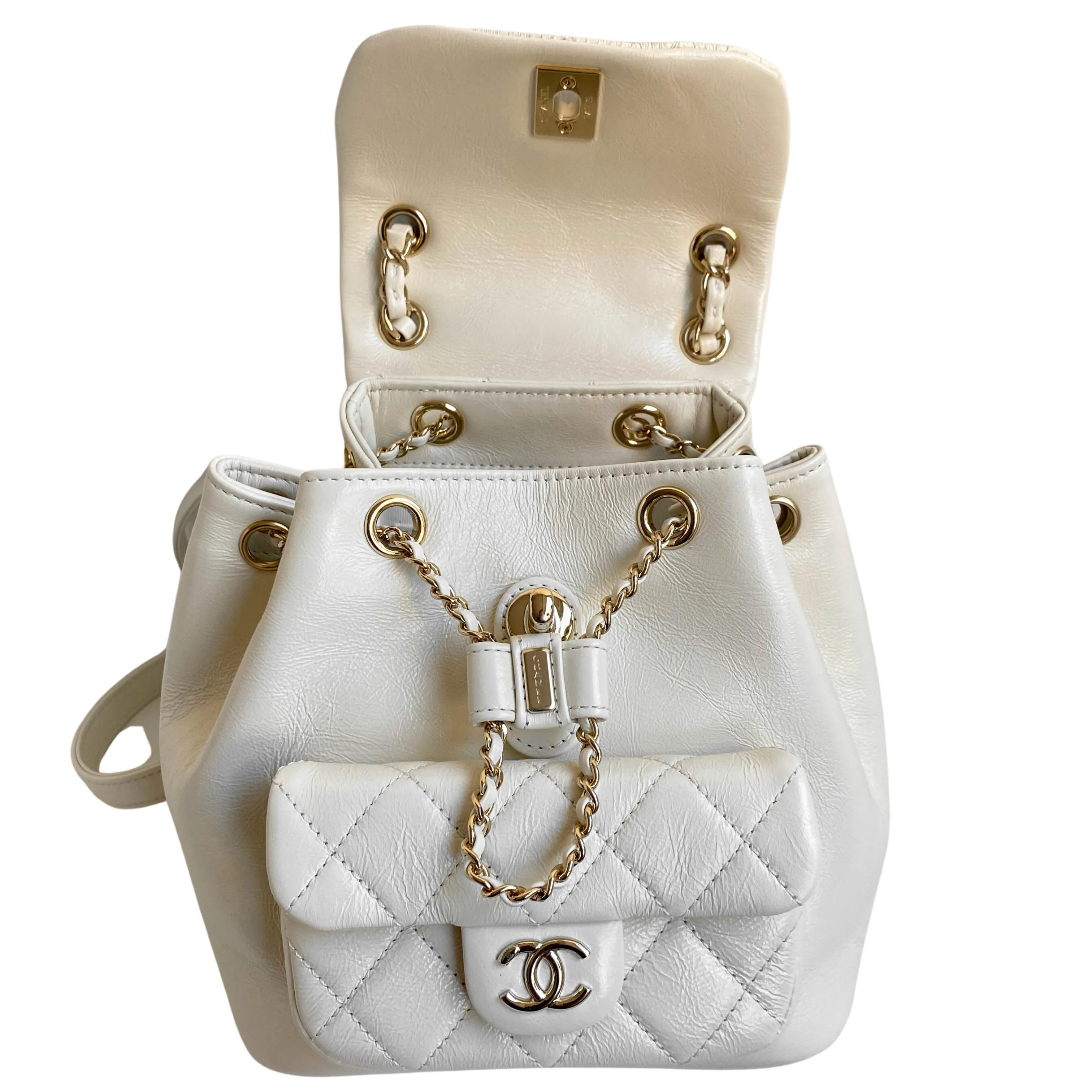 22C Ivory Crinkled Calfskin Duma Backpack