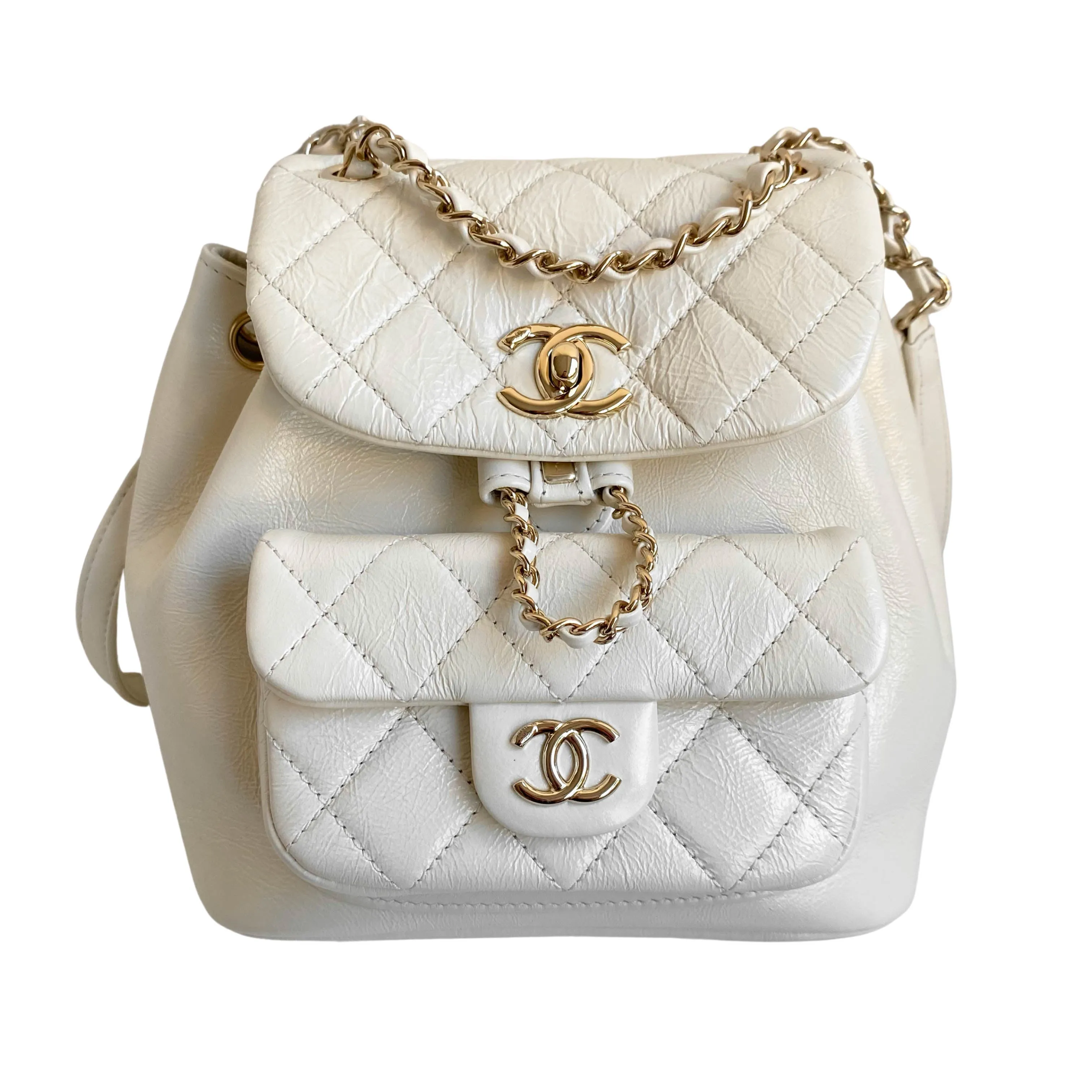 22C Ivory Crinkled Calfskin Duma Backpack