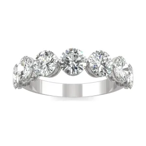 3.50 CTW DEW Round Moissanite Seven Stone Ring in 14K White Gold
