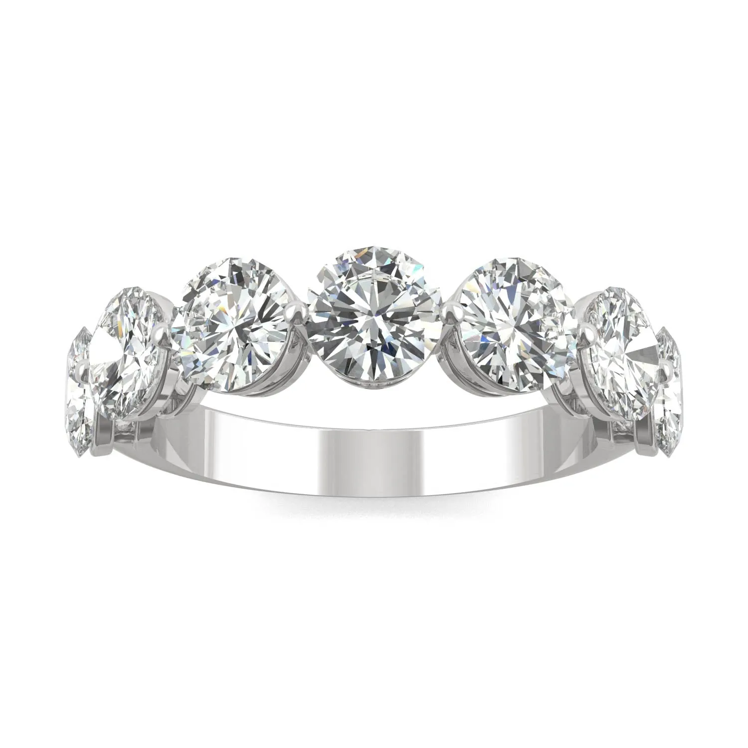 3.50 CTW DEW Round Moissanite Seven Stone Ring in 14K White Gold