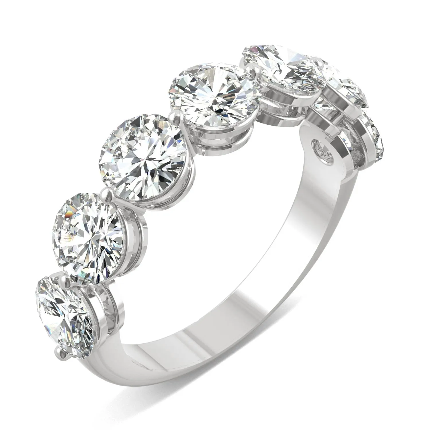 3.50 CTW DEW Round Moissanite Seven Stone Ring in 14K White Gold