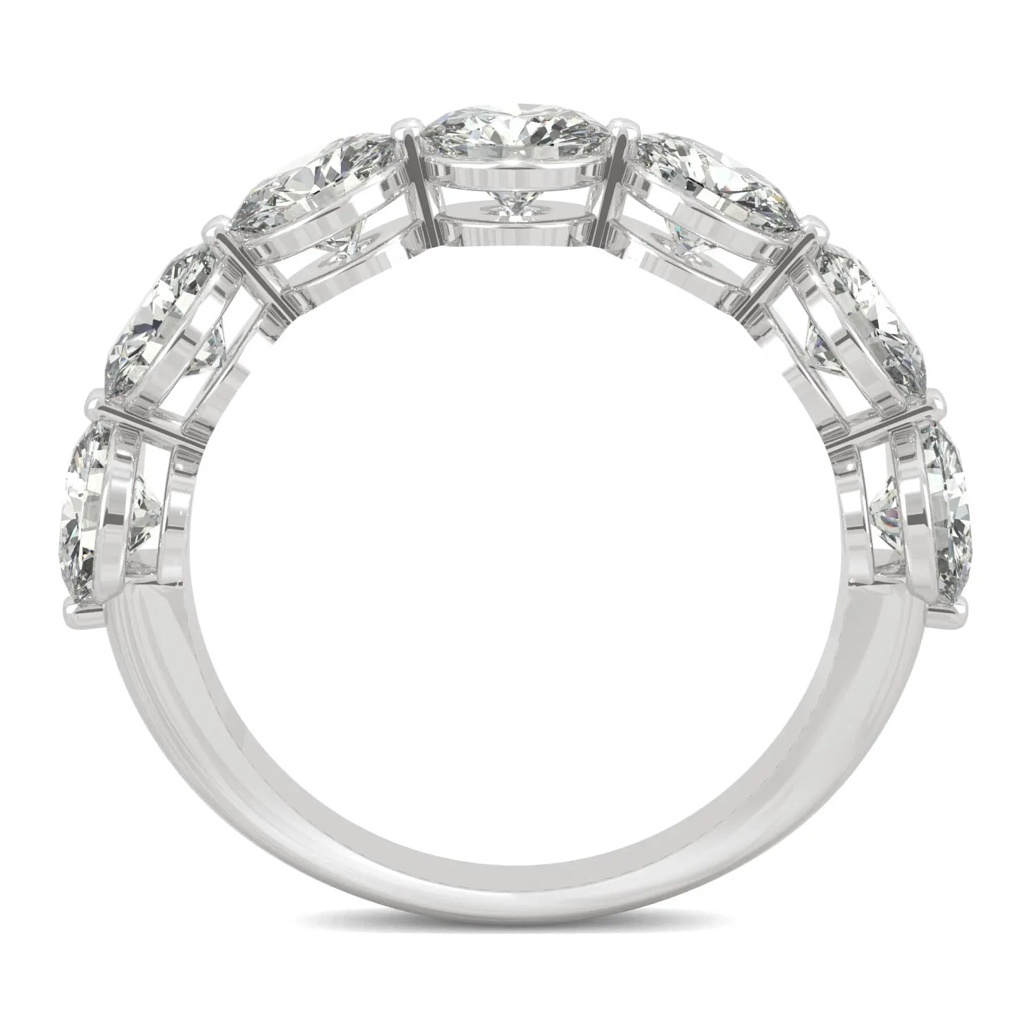 3.50 CTW DEW Round Moissanite Seven Stone Ring in 14K White Gold