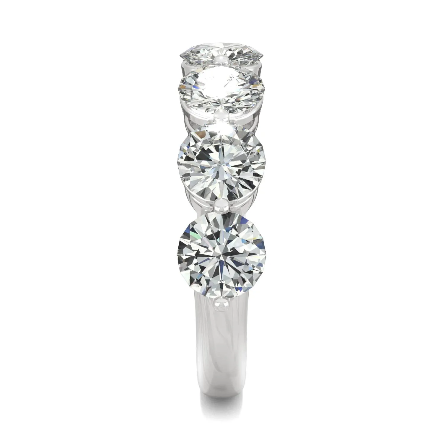 3.50 CTW DEW Round Moissanite Seven Stone Ring in 14K White Gold