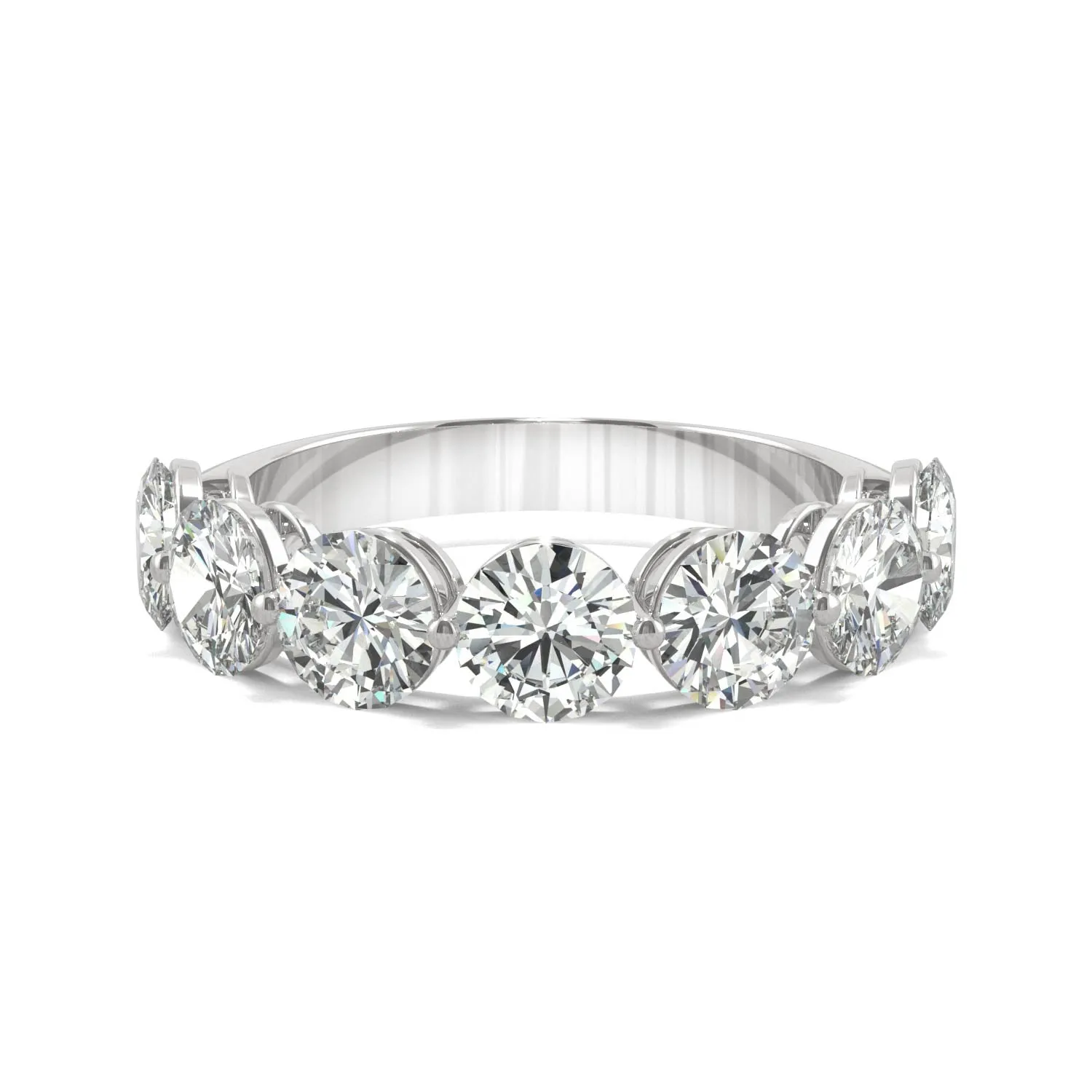 3.50 CTW DEW Round Moissanite Seven Stone Ring in 14K White Gold