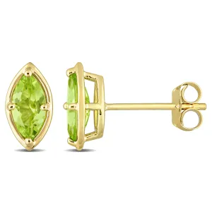 4/5 CT TGW Peridot Fashion Post Earrings 14k Yellow Gold