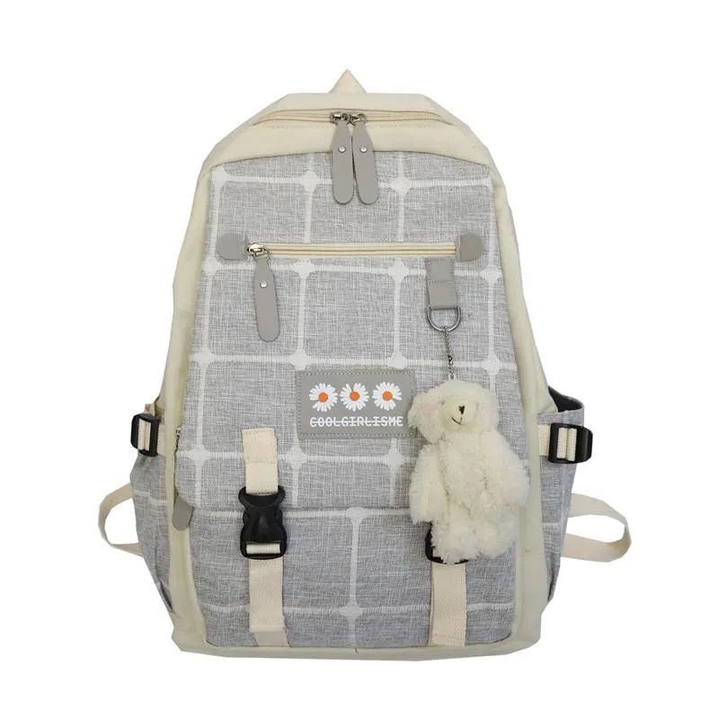 5 COLORS FLOWER PLAID CUTE BACKPACK UB2620