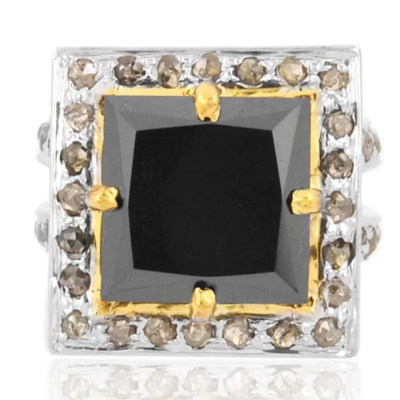 6 Ct Gorgeous Black Diamond Designer Ring with Diamond Accents, Designer Collection & Amazing Shine! AAA Certified