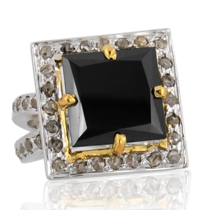6 Ct Gorgeous Black Diamond Designer Ring with Diamond Accents, Designer Collection & Amazing Shine! AAA Certified