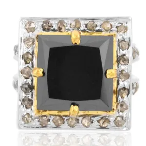 6 Ct Gorgeous Black Diamond Designer Ring with Diamond Accents, Designer Collection & Amazing Shine! AAA Certified