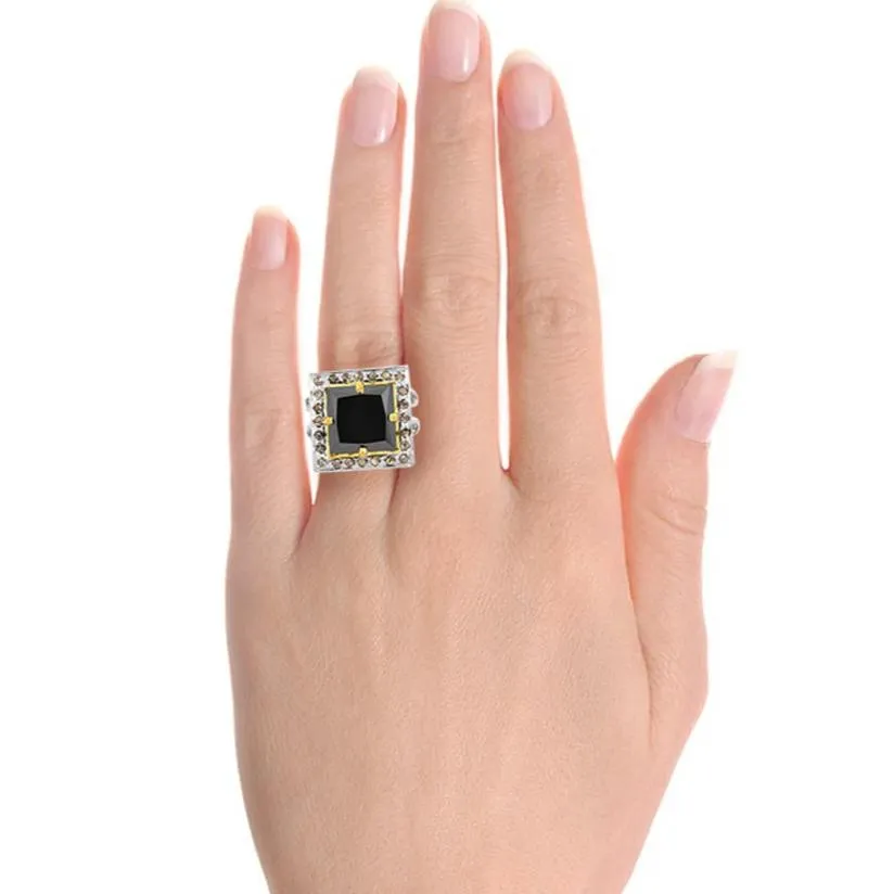 6 Ct Gorgeous Black Diamond Designer Ring with Diamond Accents, Designer Collection & Amazing Shine! AAA Certified