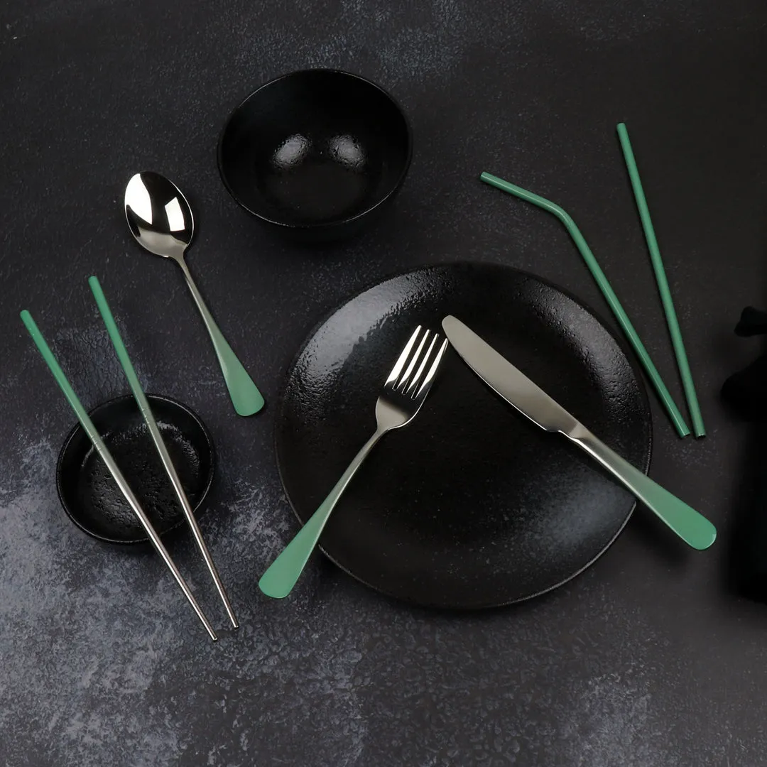 9-Piece Travel Flatware Set (Glossy Mint Green Ombré)