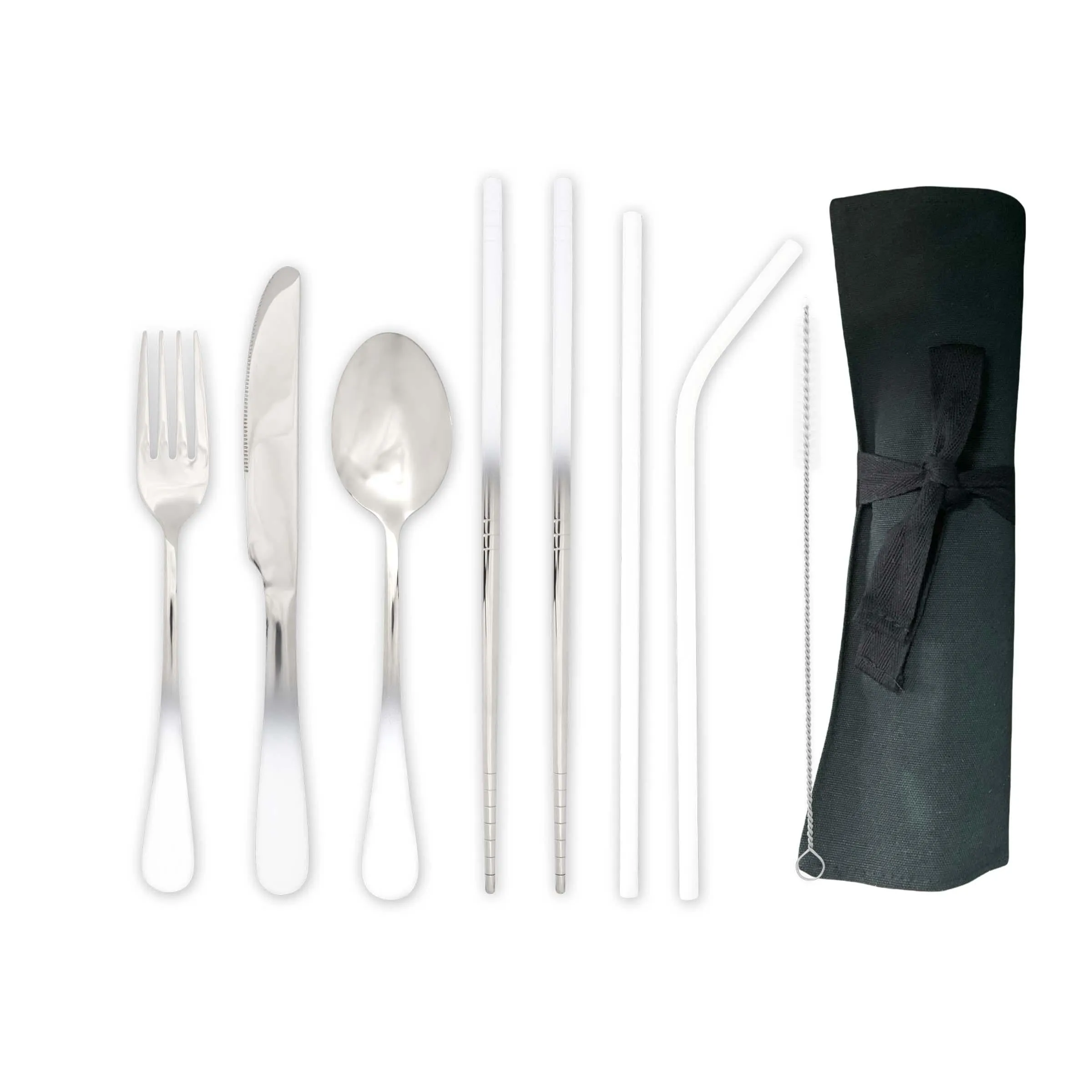 9-Piece Travel Flatware Set (Glossy White Ombre)