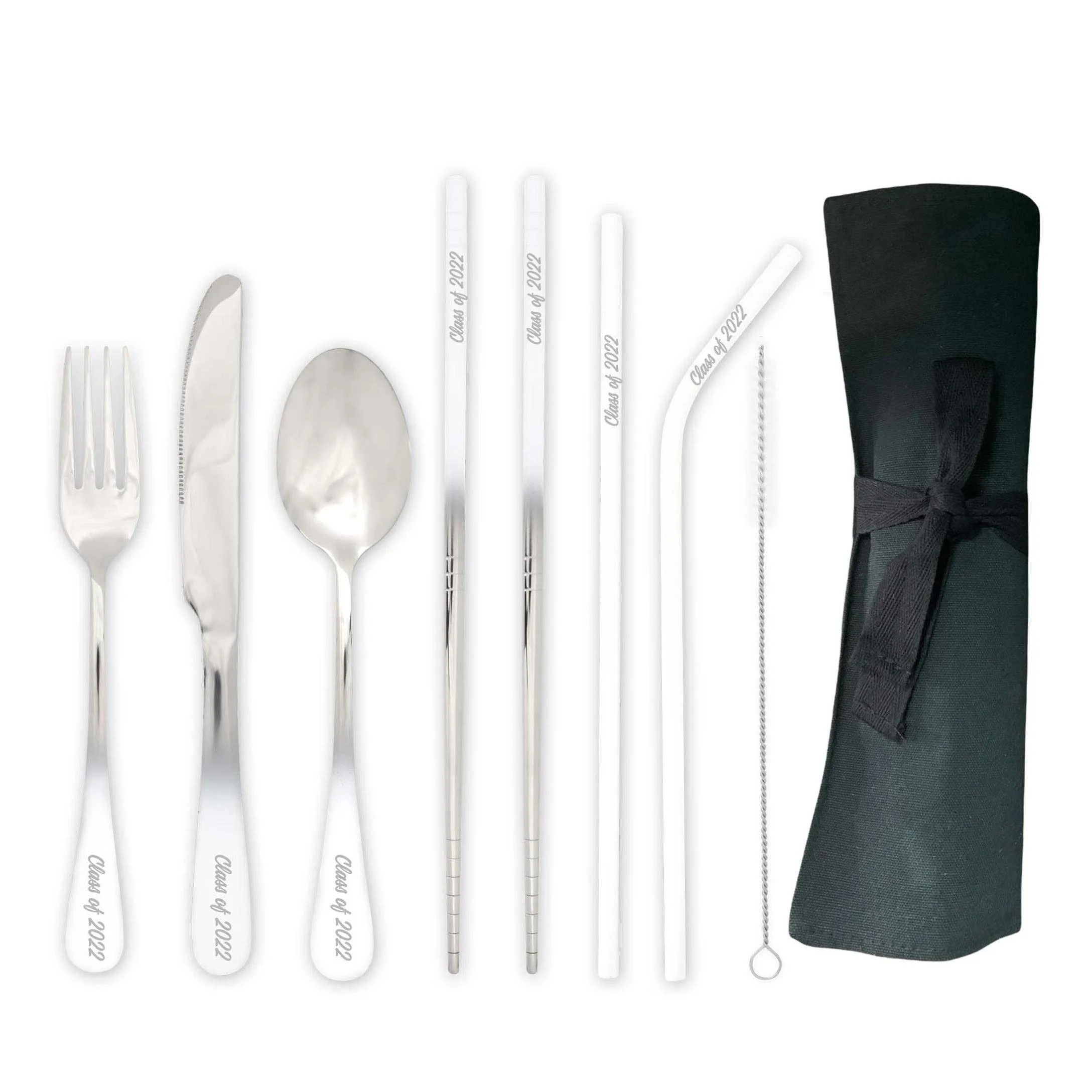 9-Piece Travel Flatware Set (Glossy White Ombre)