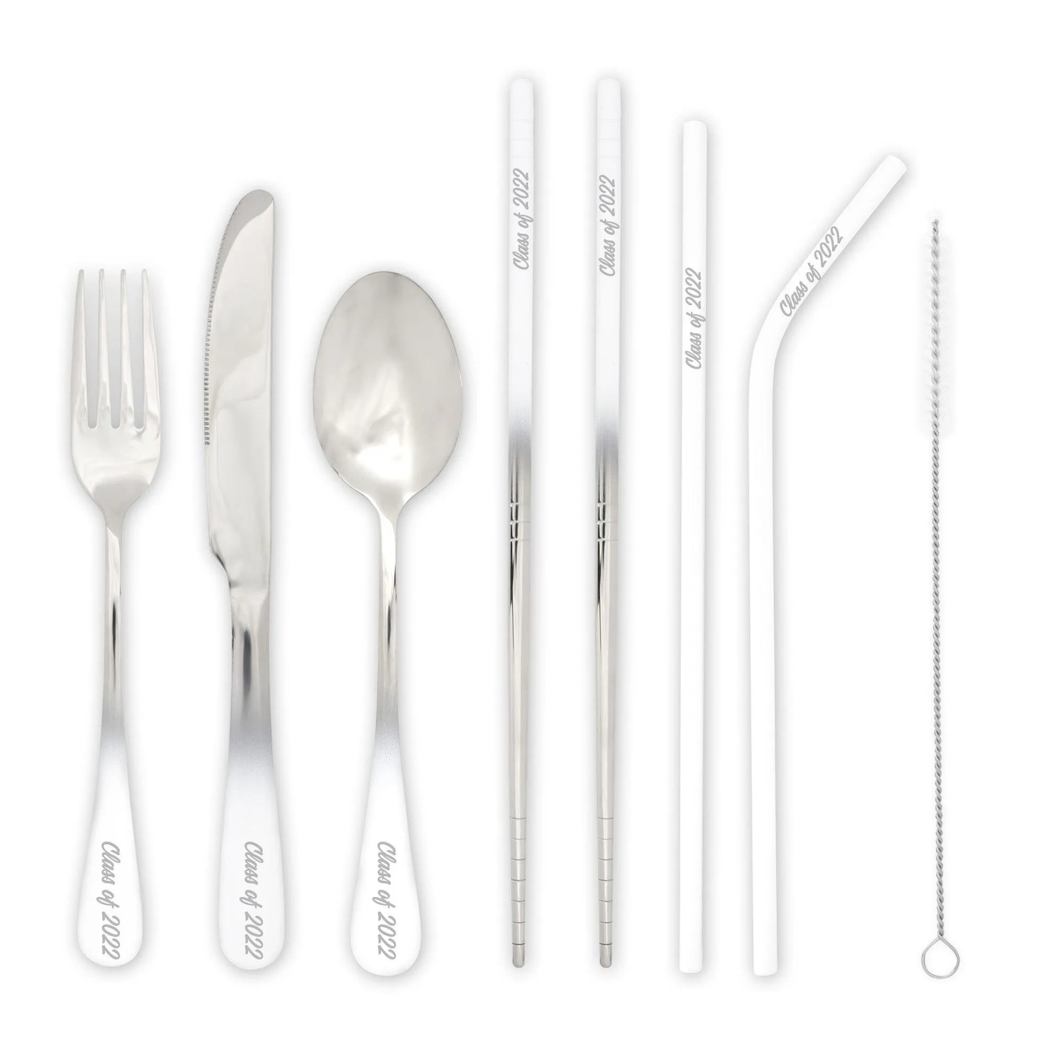 9-Piece Travel Flatware Set (Glossy White Ombre)