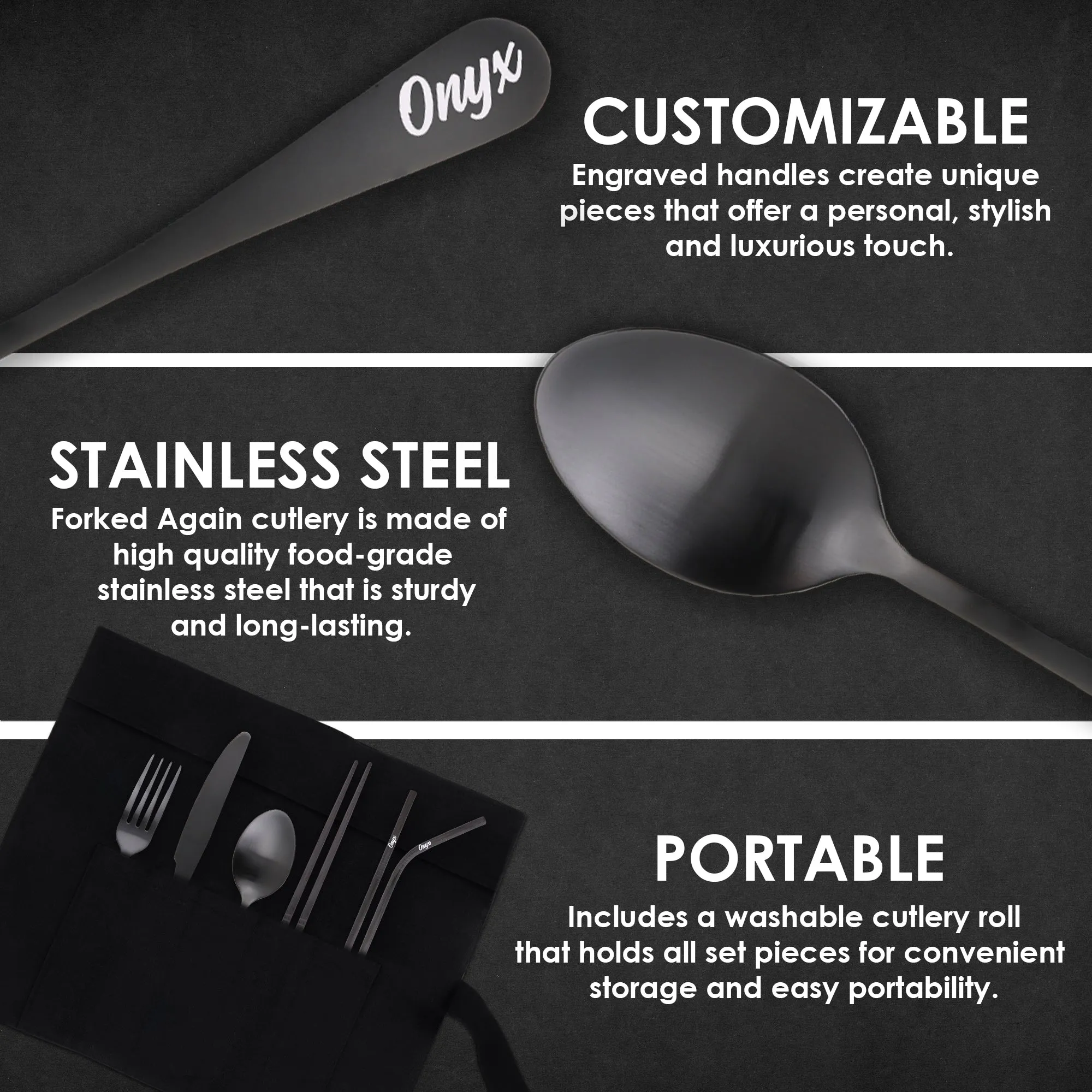 9-Piece Travel Flatware Set (Satin Black)