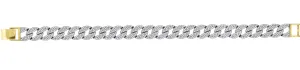 925 Sterling Silver Mens Yellow-tone Cubic Zirconia Miami Cuban 8 Fashion Bracelet