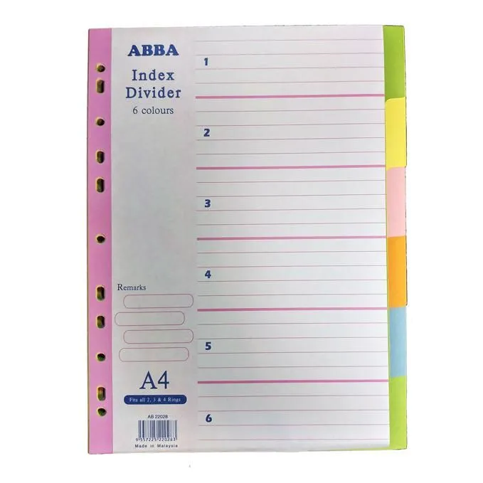 ABBA 6 Colour Index Divider AB-22028