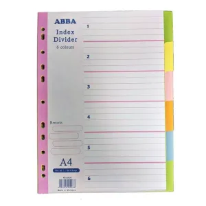 ABBA 6 Colour Index Divider AB-22028