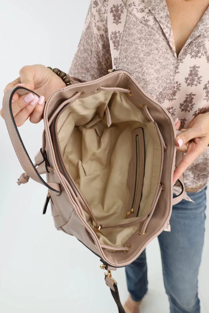 Adjustable Satchel Handbag - Sand