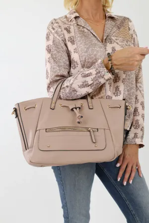 Adjustable Satchel Handbag - Sand