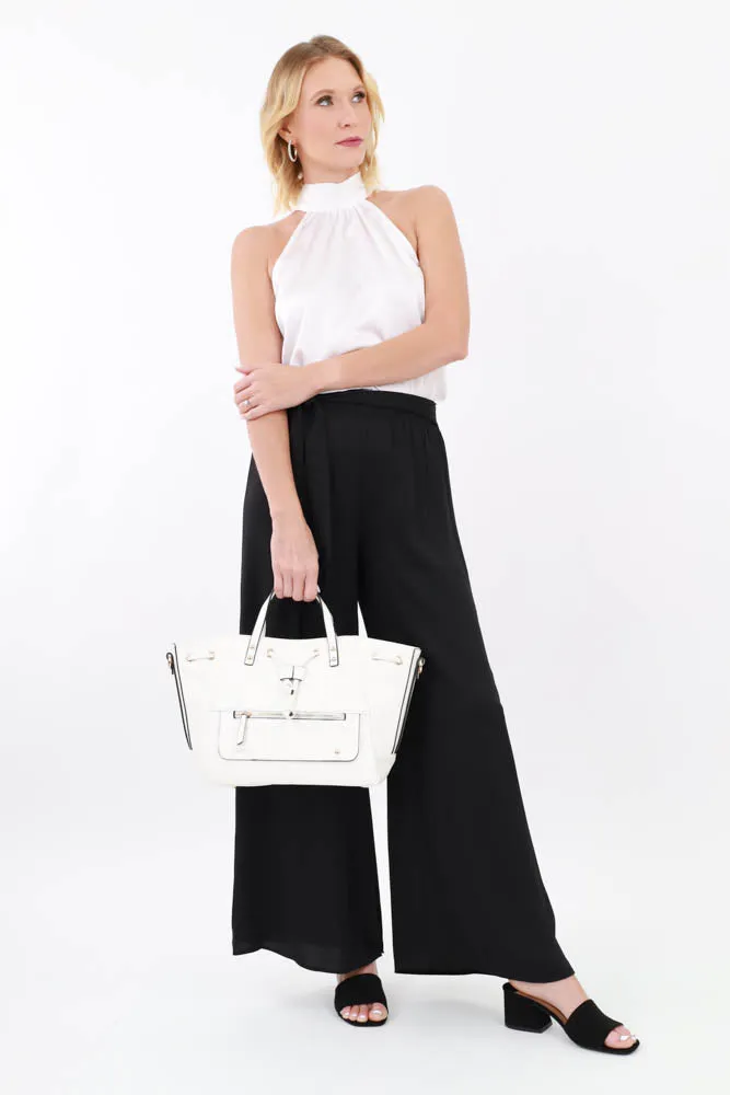 Adjustable Satchel Handbag - White