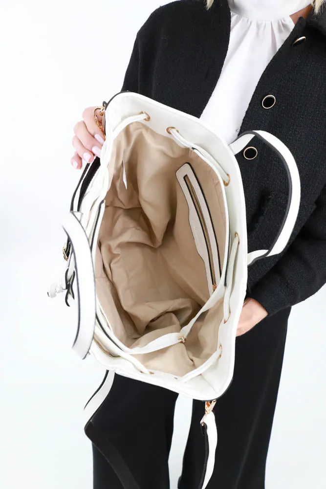 Adjustable Satchel Handbag - White