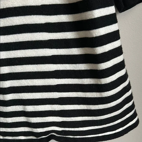 Alfani Woman 1X Striped Black White Women's Knit Cowl Neck Asymmetric Sweater
