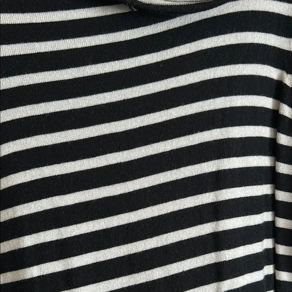 Alfani Woman 1X Striped Black White Women's Knit Cowl Neck Asymmetric Sweater