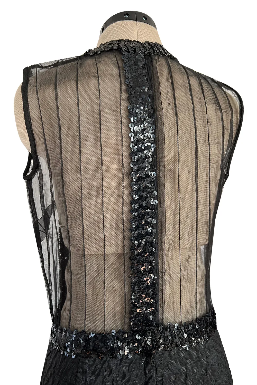 Amazing 1960s Jean Varon Sheer Sequin Bodice Jumpsuit w Wide Textured Pants