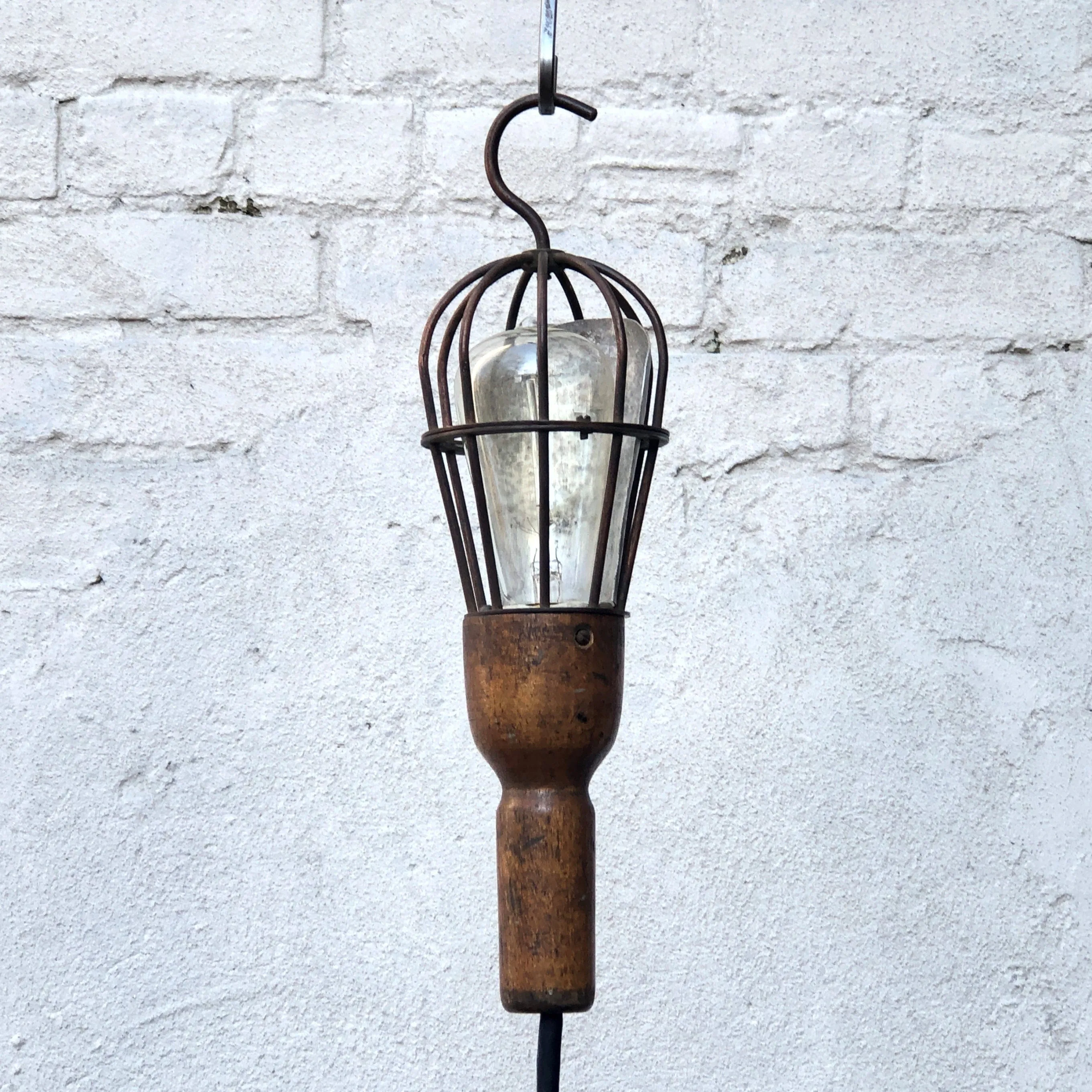 Antique Hanging Trouble Light, Industrial Chic Work Light