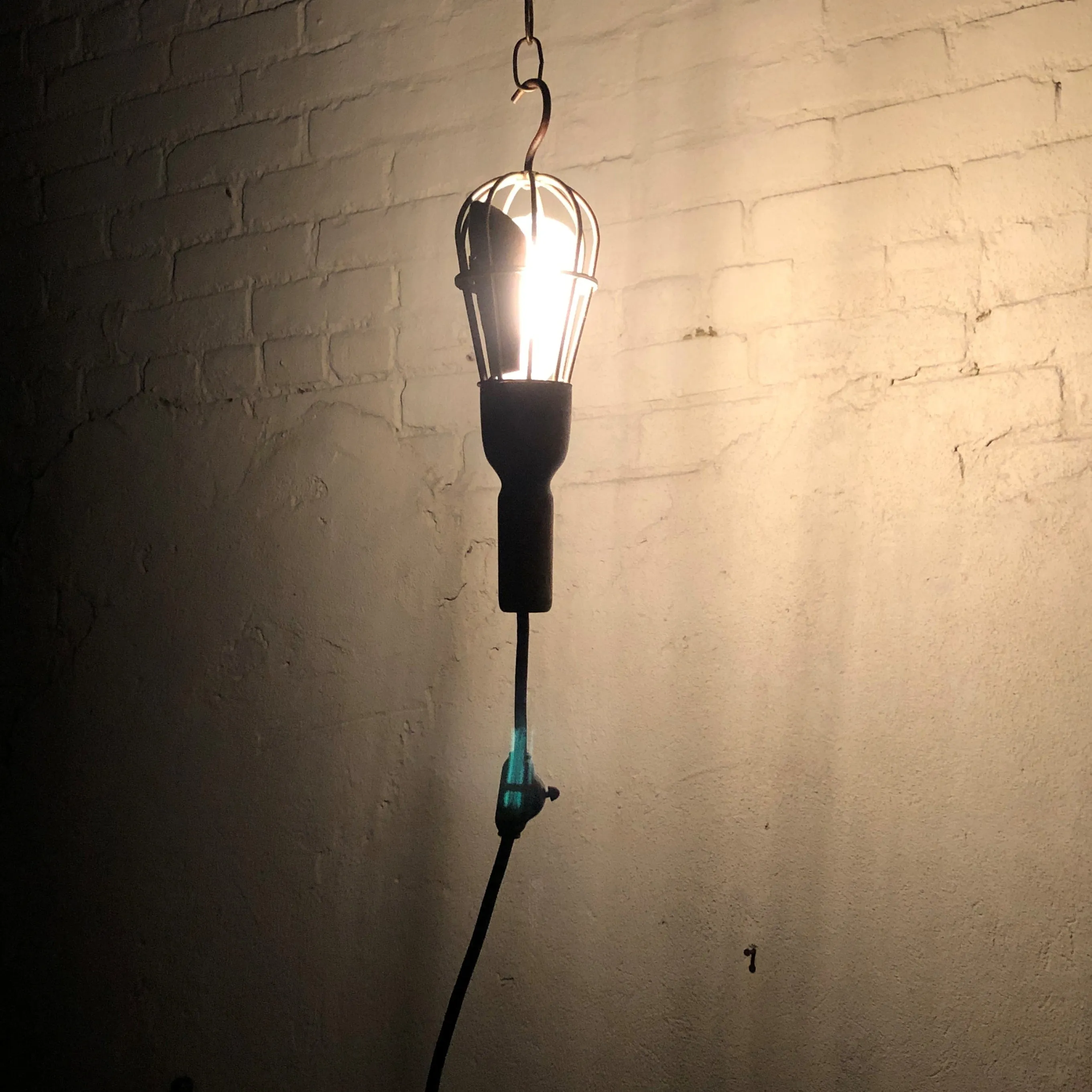 Antique Hanging Trouble Light, Industrial Chic Work Light