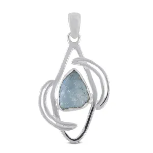 Aquamarine Designer Solid Silver Pendant