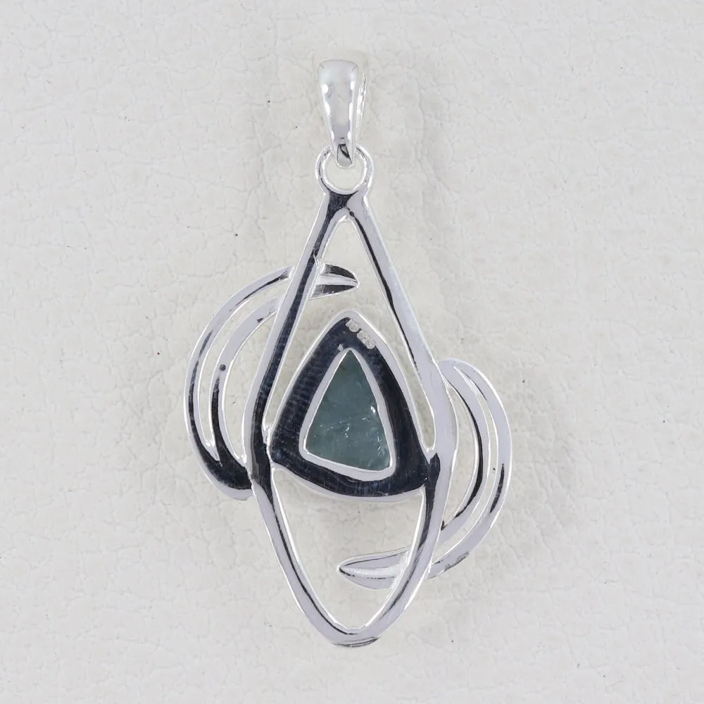 Aquamarine Designer Solid Silver Pendant