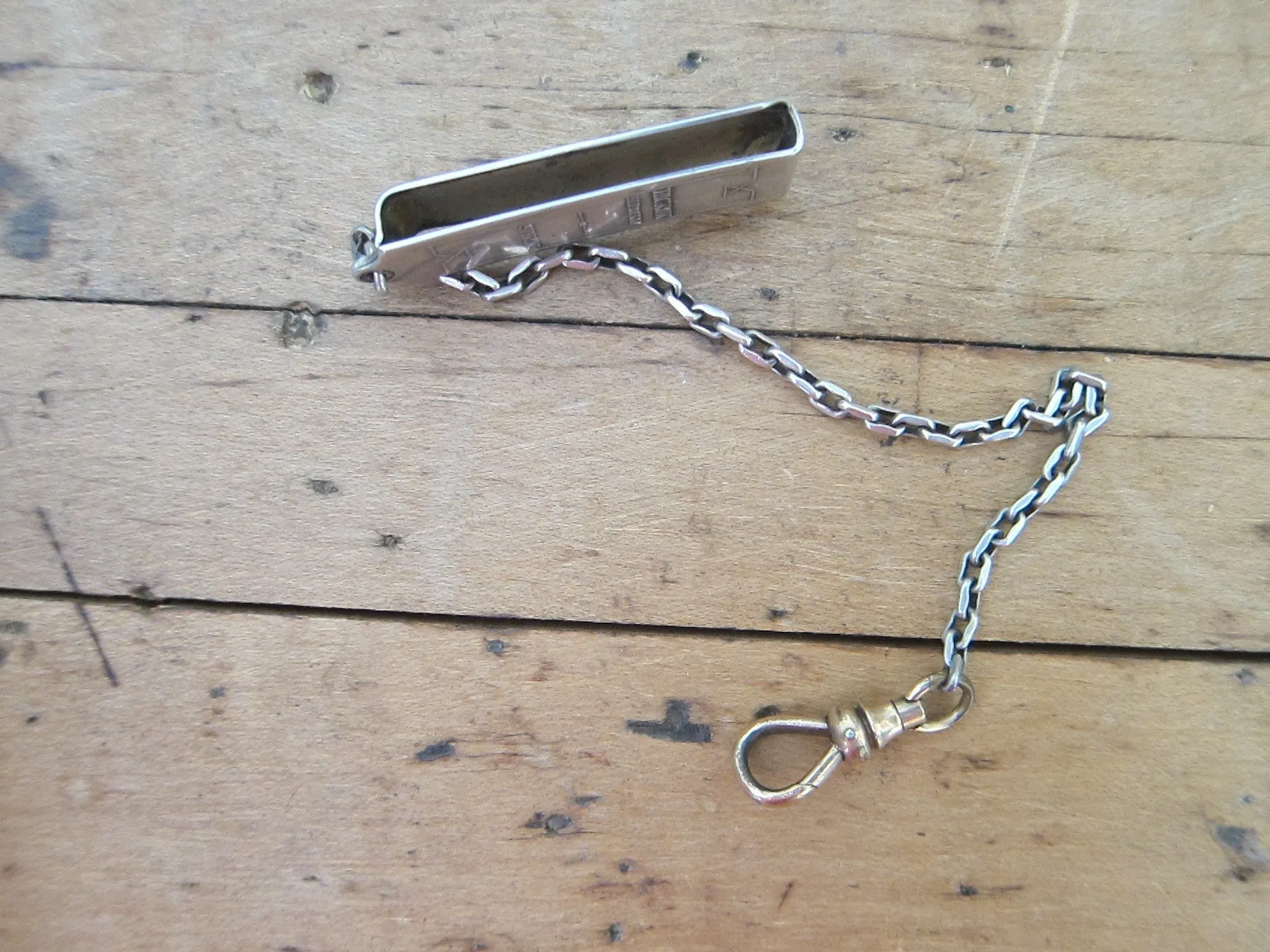 Art Deco 1920's Hickok Sterling Silver Beltogram Clip and Chain
