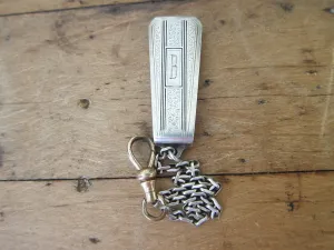 Art Deco 1920's Hickok Sterling Silver Beltogram Clip and Chain