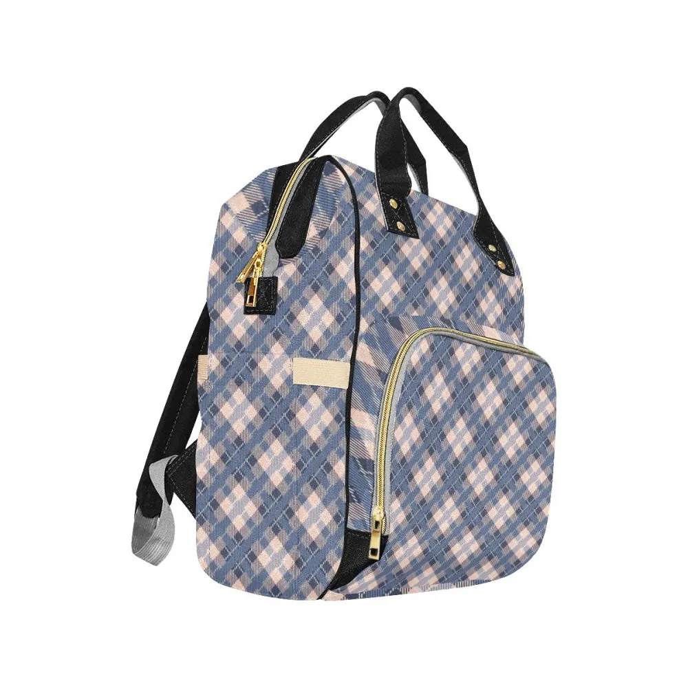 Audra Pink and Blue Plaid Backpack