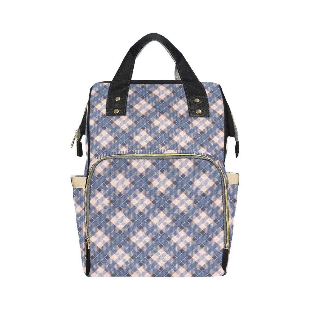 Audra Pink and Blue Plaid Backpack
