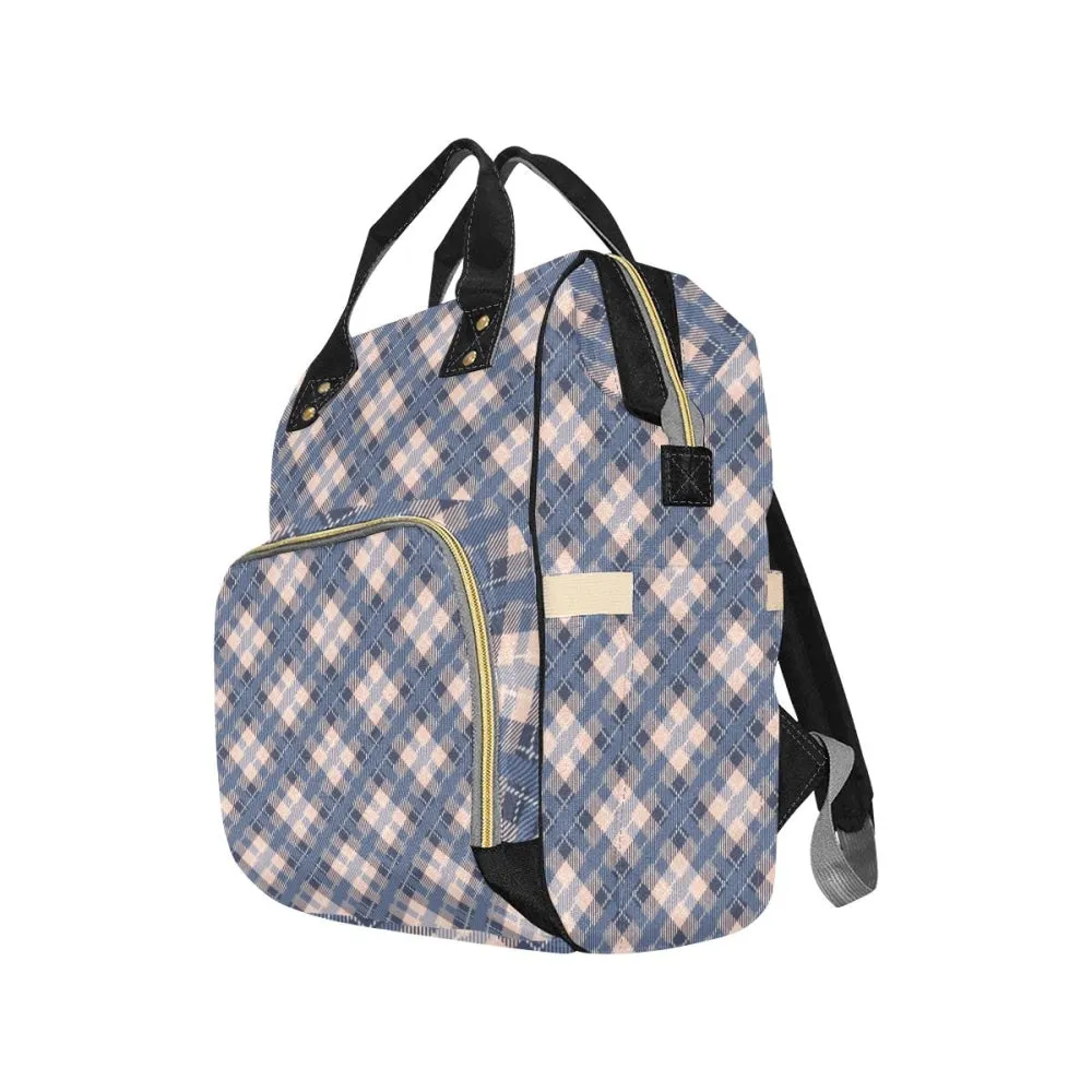 Audra Pink and Blue Plaid Backpack
