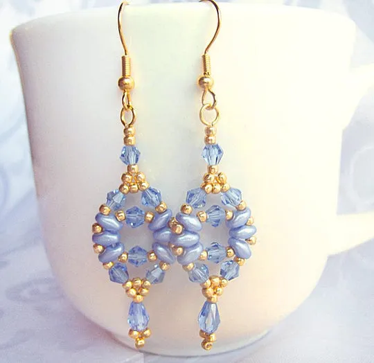 Baby Blue Crystal Oval Dangle Teardrop Earrings