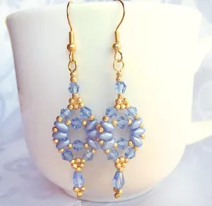 Baby Blue Crystal Oval Dangle Teardrop Earrings