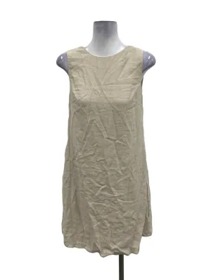 Beige Roundneck Sleeveless Mini Shift Dress OSN