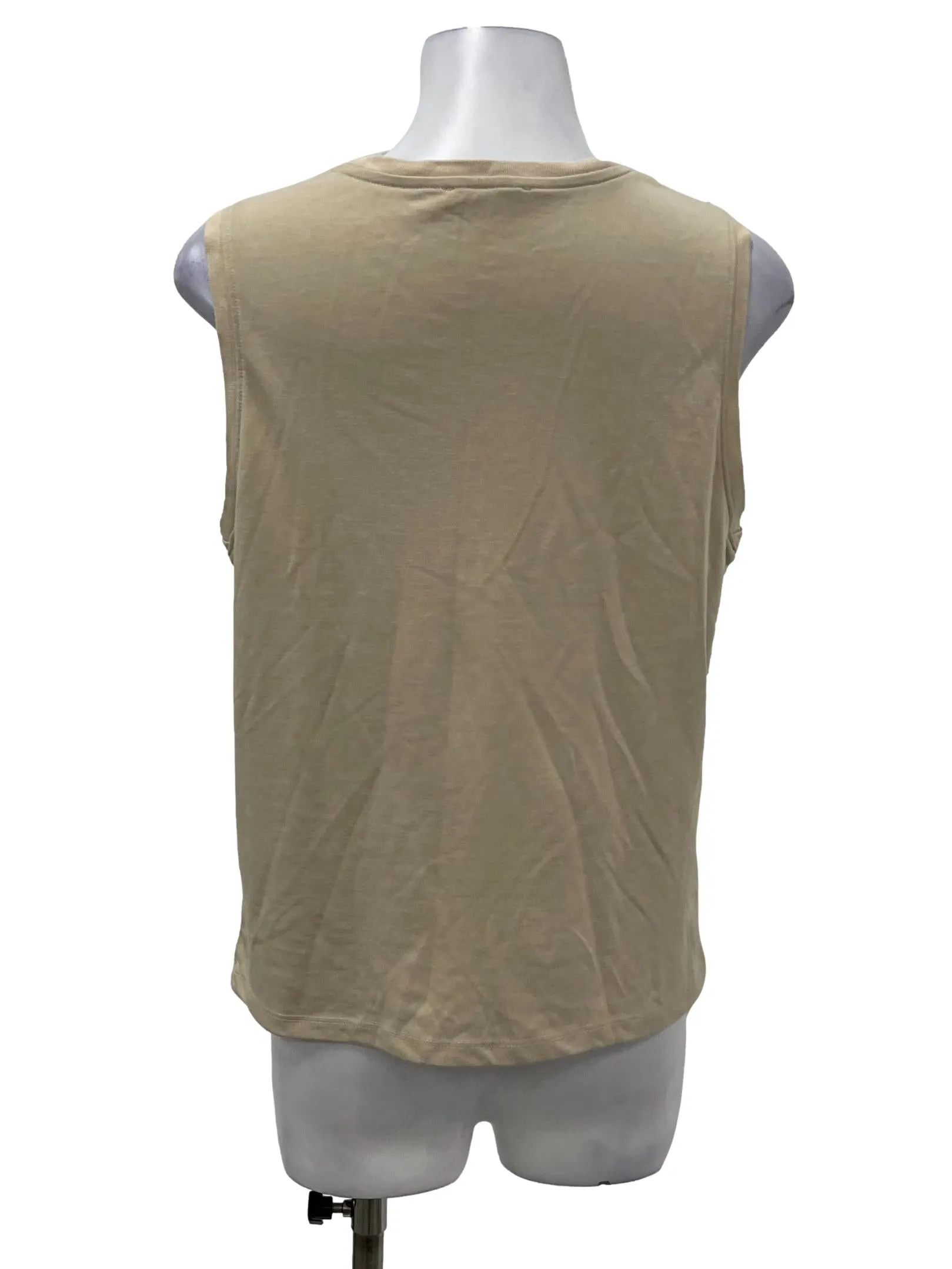 Beige Roundneck Sleeveless Tank OSN