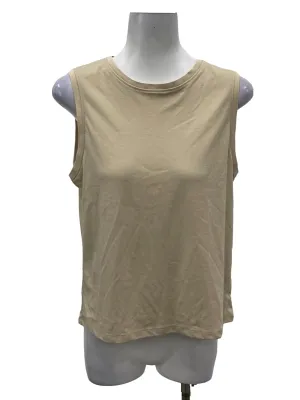 Beige Roundneck Sleeveless Tank OSN