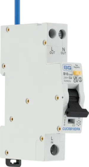 BG CUCRB10DPA 10A Double Pole 1 Module B Curve 6kA 30mA Type A Compact RCBO