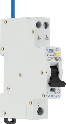 BG CUCRB16DPA 16A Double Pole 1 Module B Curve 6kA 30mA Type A Compact RCBO